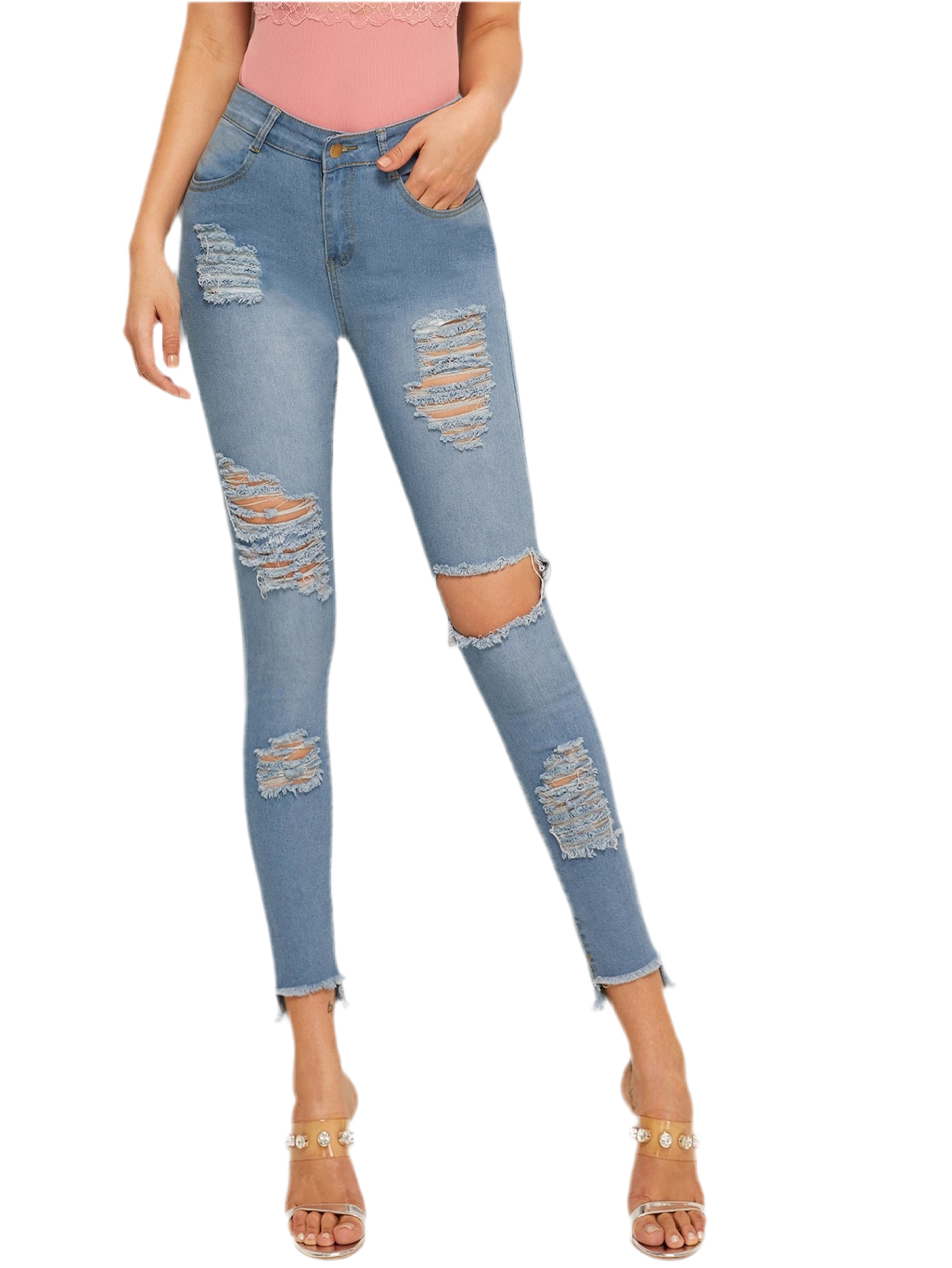 Ripped Faded Wash Jeggings