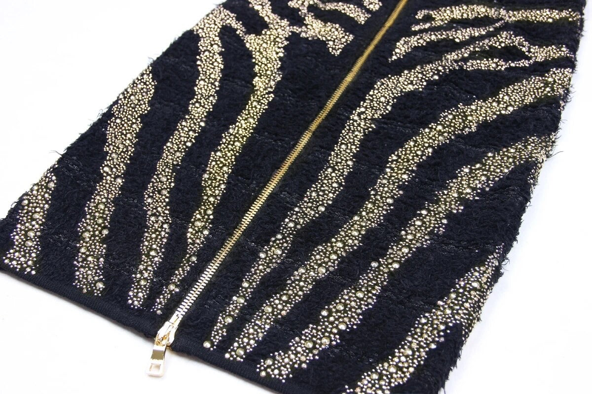 Embellished Gold Studs Knit Skirt