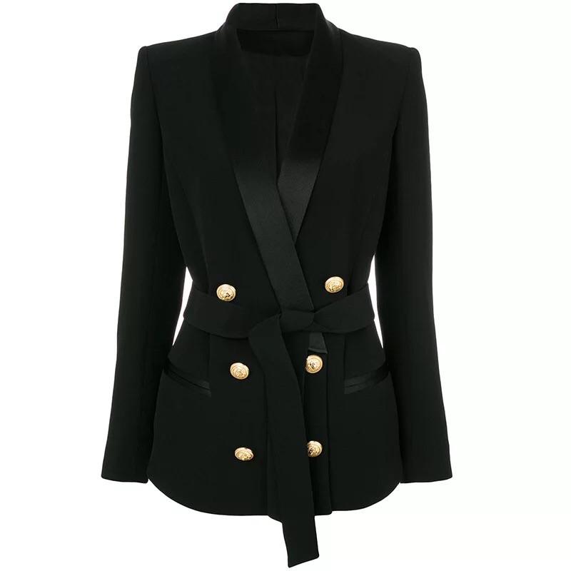 Pink Belted Gold Button Blazer