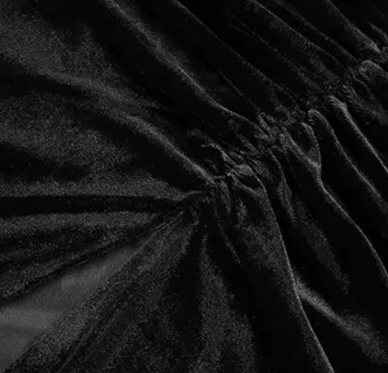 Black Velour Crystal Gloves Dress