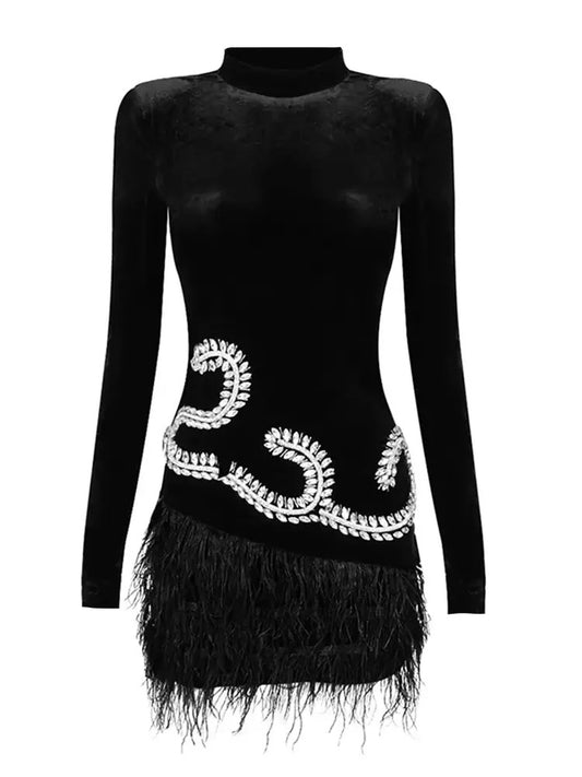 Black Crystal Mini Dress