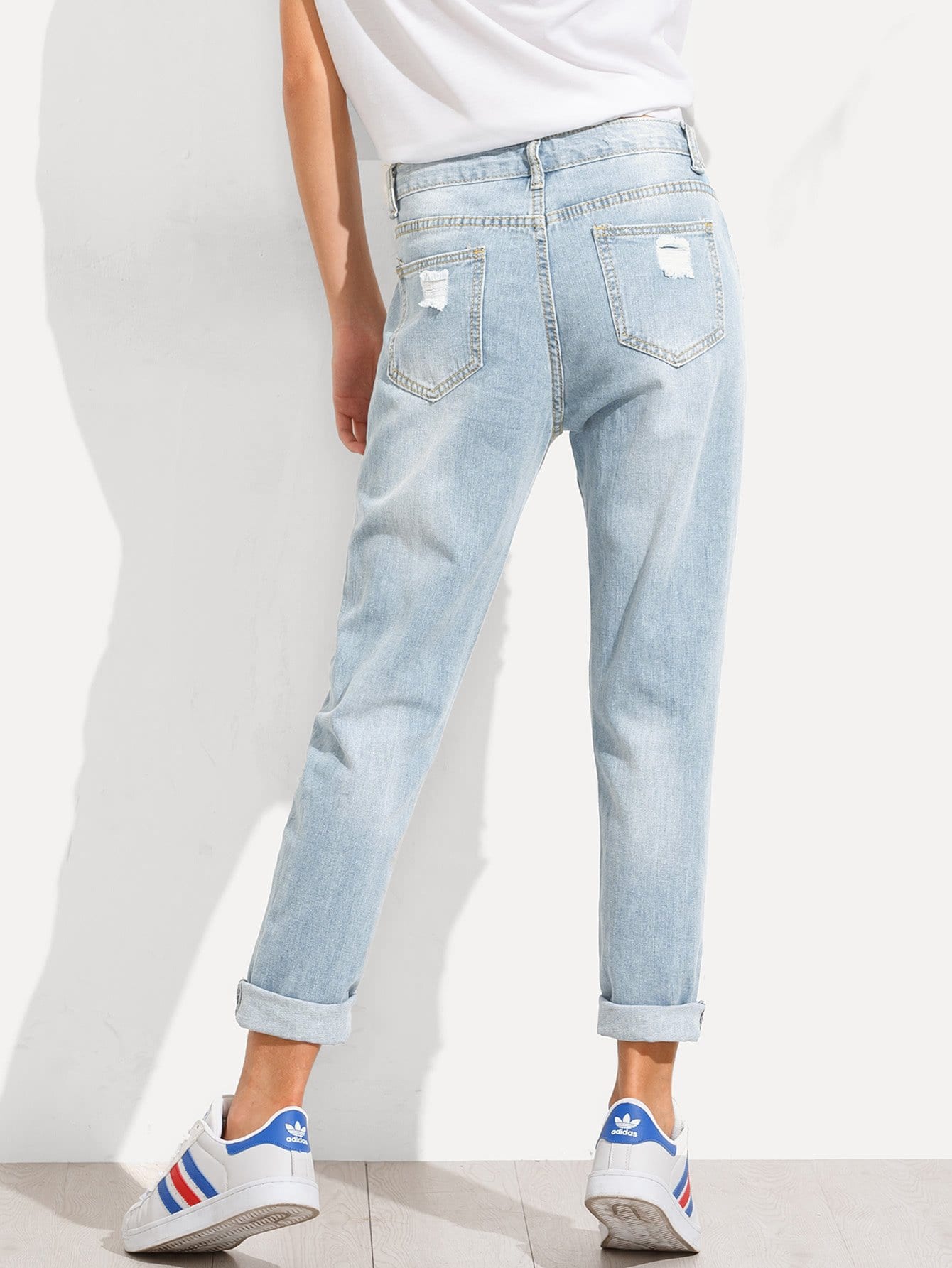 Distressed Irregular Jeans - spiffy-fashion-boutique