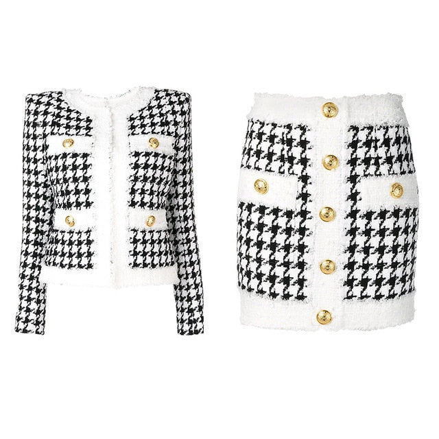 Tweed Jacket Mini Skirt Set