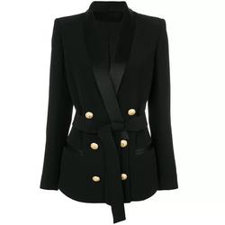 Pink Belted Gold Button Blazer