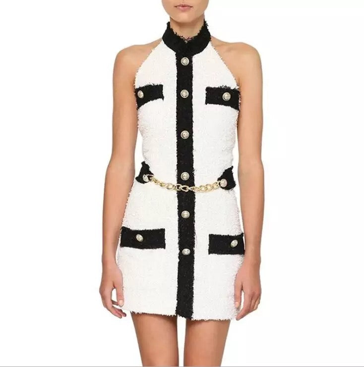 Tweed Halter Mini Dress