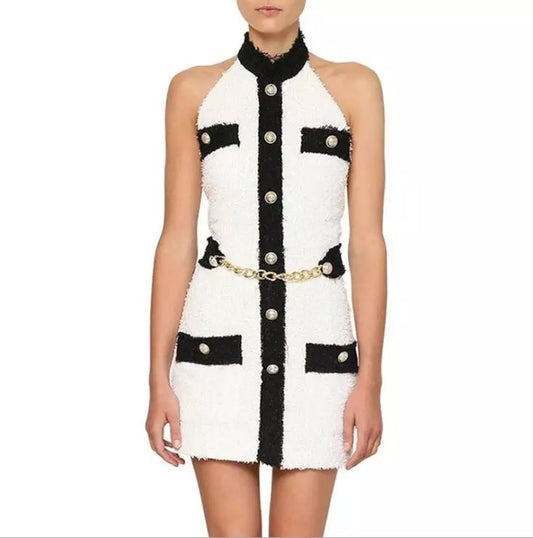 Tweed Halter Mini Dress