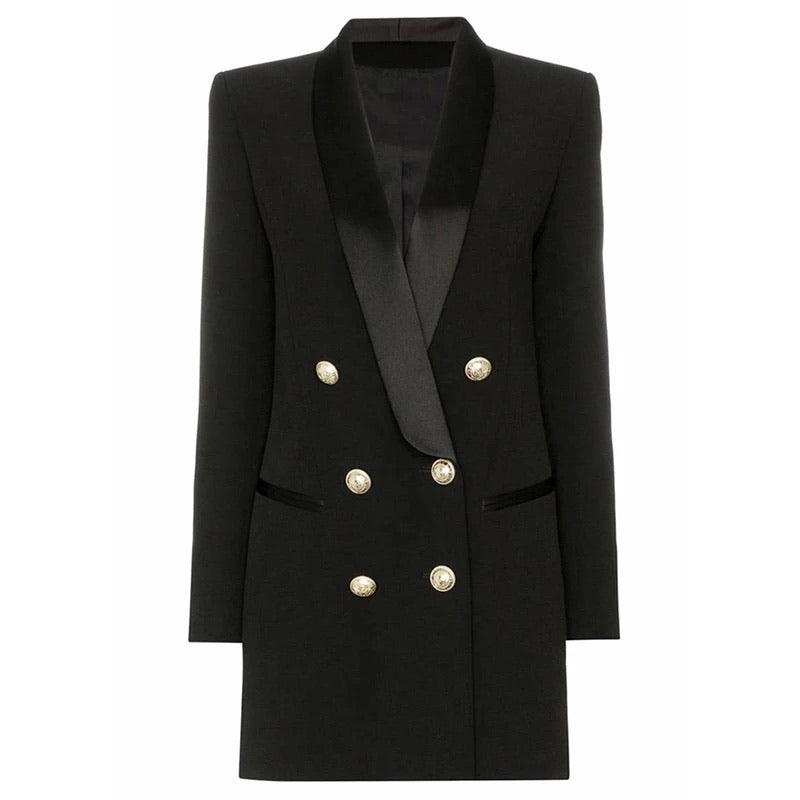 SATIN COLLAR BLAZER DRESS